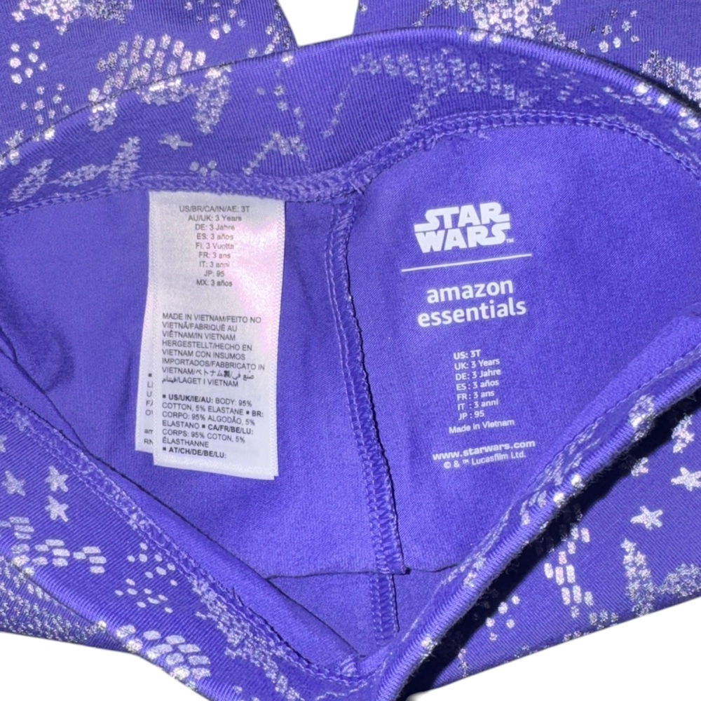 Star Wars Death Star Tie Fighters Purple Silver Leggings 3T - Picture 4 of 4